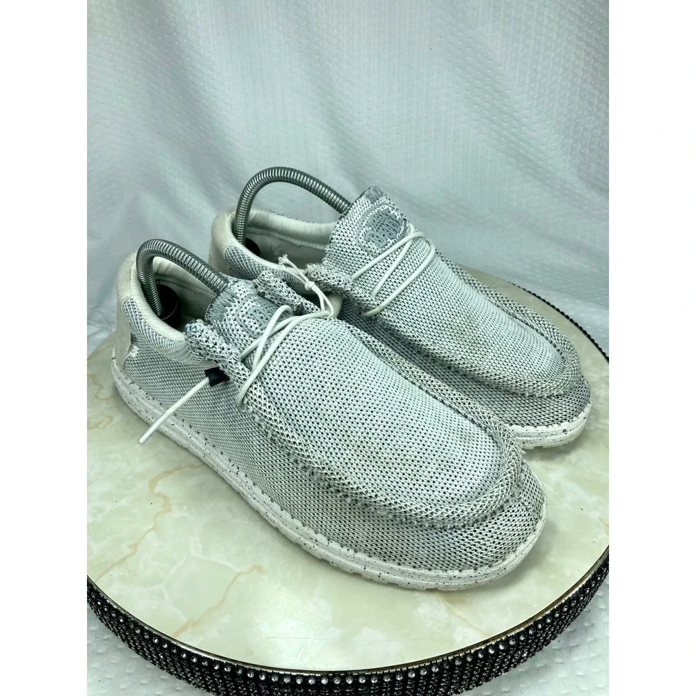 Hey Dude Wally Sox Loafers Shoes Mens 8 Stone White Slip On Lightweight Sneakers